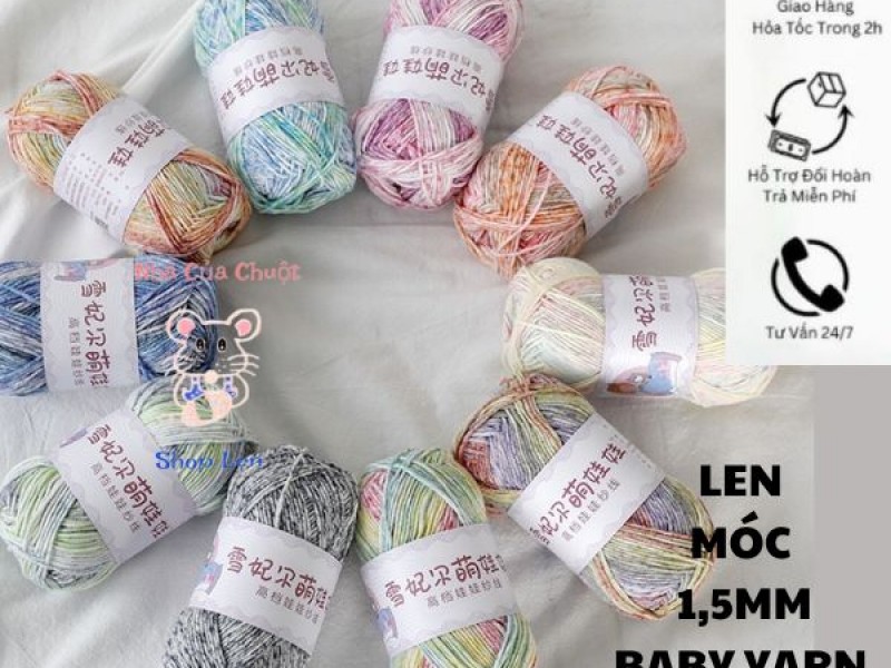 Len Móc 1,5mm Baby Yarn Loang (có thể đan và móc)