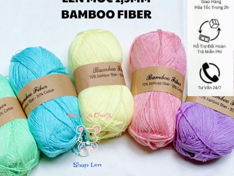 Len Móc 1,5mm Bamboo Fiber (có thể đan và móc)