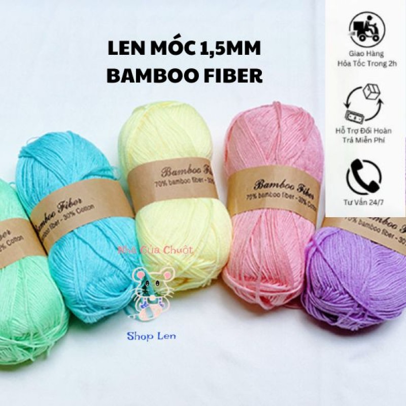 Len Móc 1,5mm Bamboo Fiber (có thể đan và móc)
